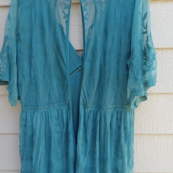 Pink Blush Maternity Teal Lace Mesh Overlay Maternity Maxi Dress 2XL - Picture 11 of 13